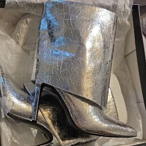 INC International Concepts Metallic Silver Heeled Boots